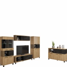 Mēbeļu komplekts LAMIR 2, Ozols artisan/Melns/Melns